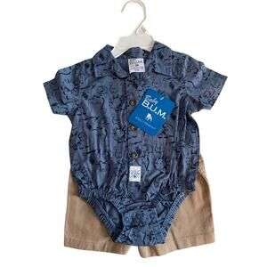 9-month B.U.M baby boy 2-piece outfit NWT, short sleeve button up w khaki shorts